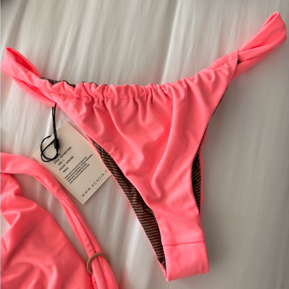 Acacia Swimwear Darling (Pink) Bikini Set Xl Top + Lg Bottom - Picture 6 of 6